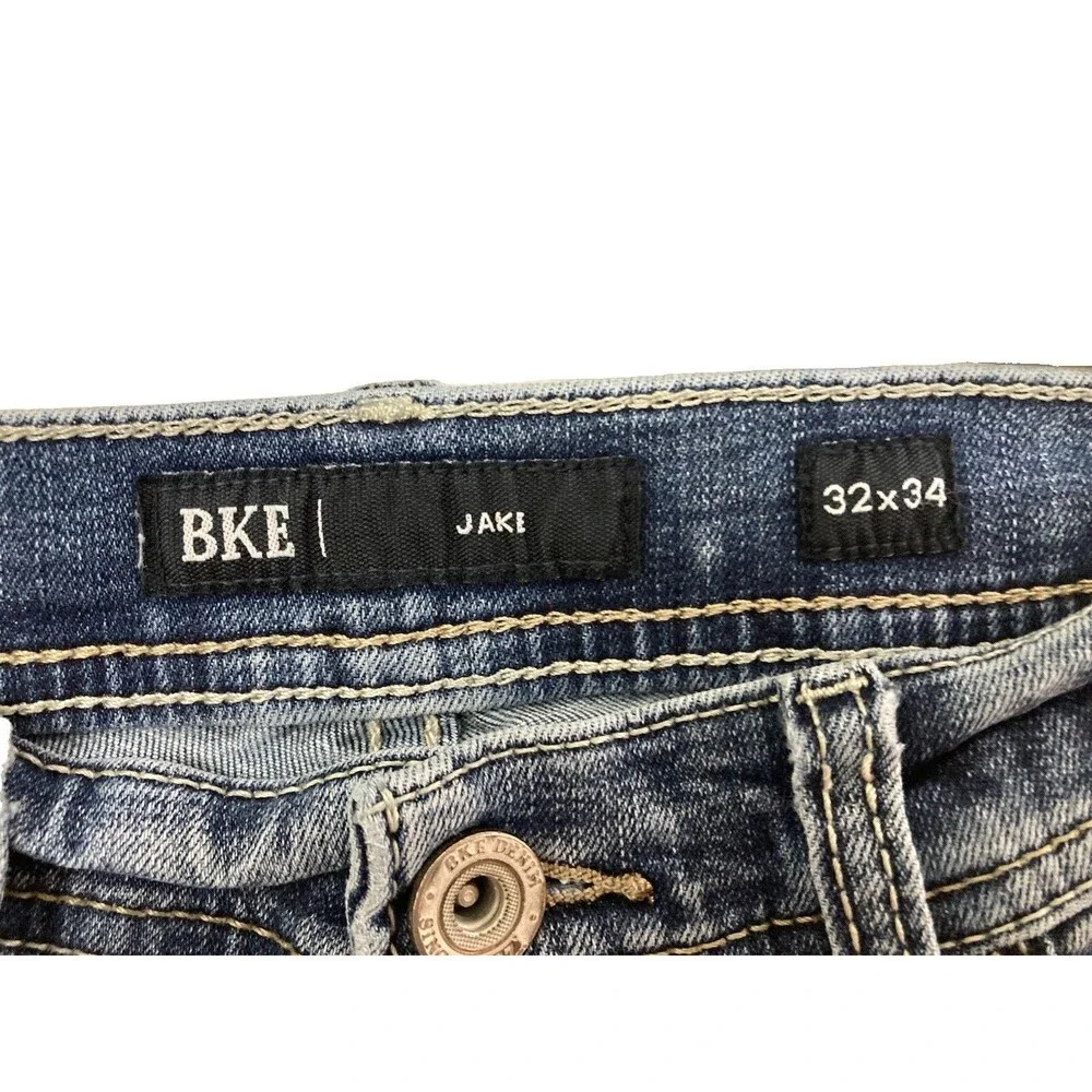 Men's BKE Jake Jeans Straight Leg Light Wash Blue Size 32x34